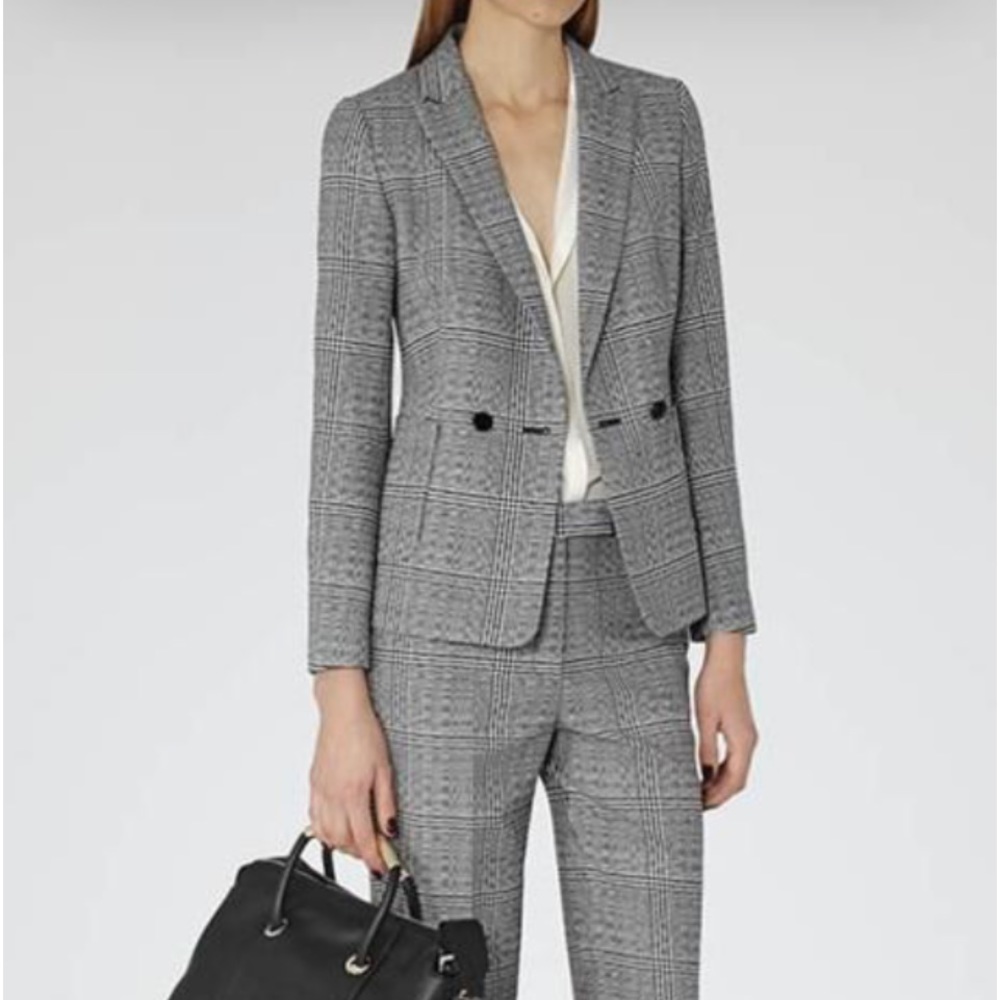 Reiss Black and White Checkered Blazer